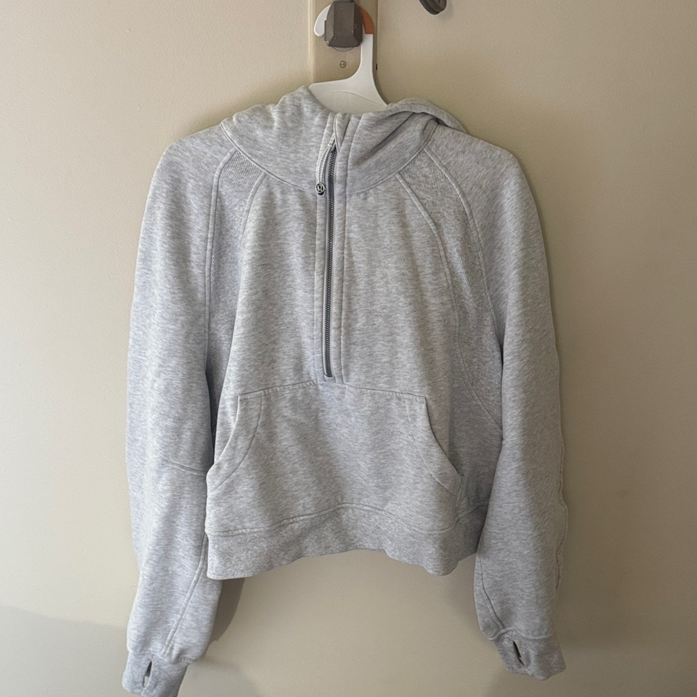 Lululemon Light Gray scuba cropped hoodie